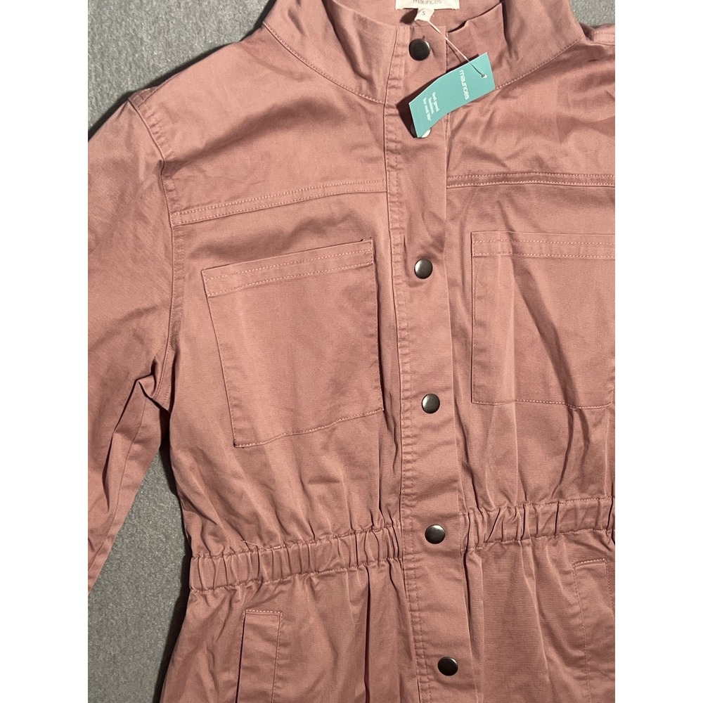 Maurices Women's Small Dusty Rose Utility Jacket Full Button Stand Collar NWT - Picture 2 of 8